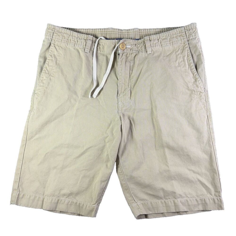 Tommy Bahama Linen Shorts Mens Medium Beige Drawstrings Beach Summer Golf Modal